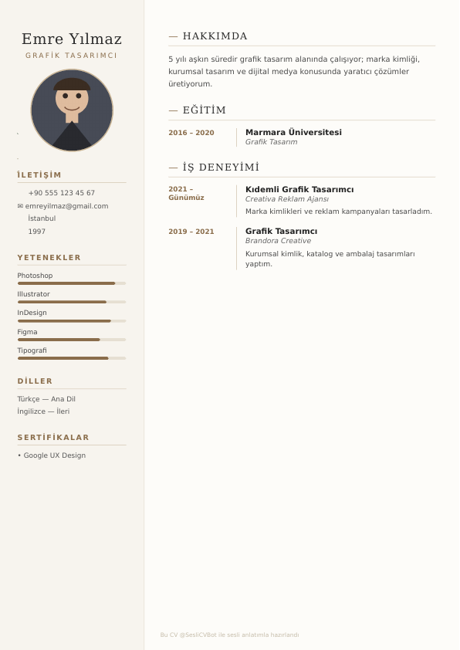 Zarif Açık CV tasarımı